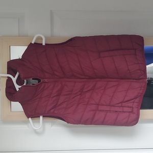 Burgundy Puffer Vest.